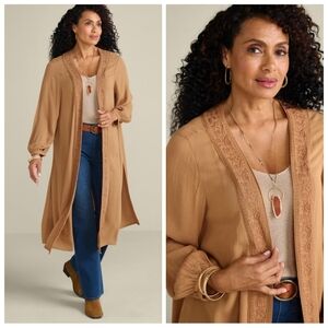 NWT Soft Surroundings Megara Gauze‎ Topper 5FK00 Women's 1X Mustard Yellow Robe